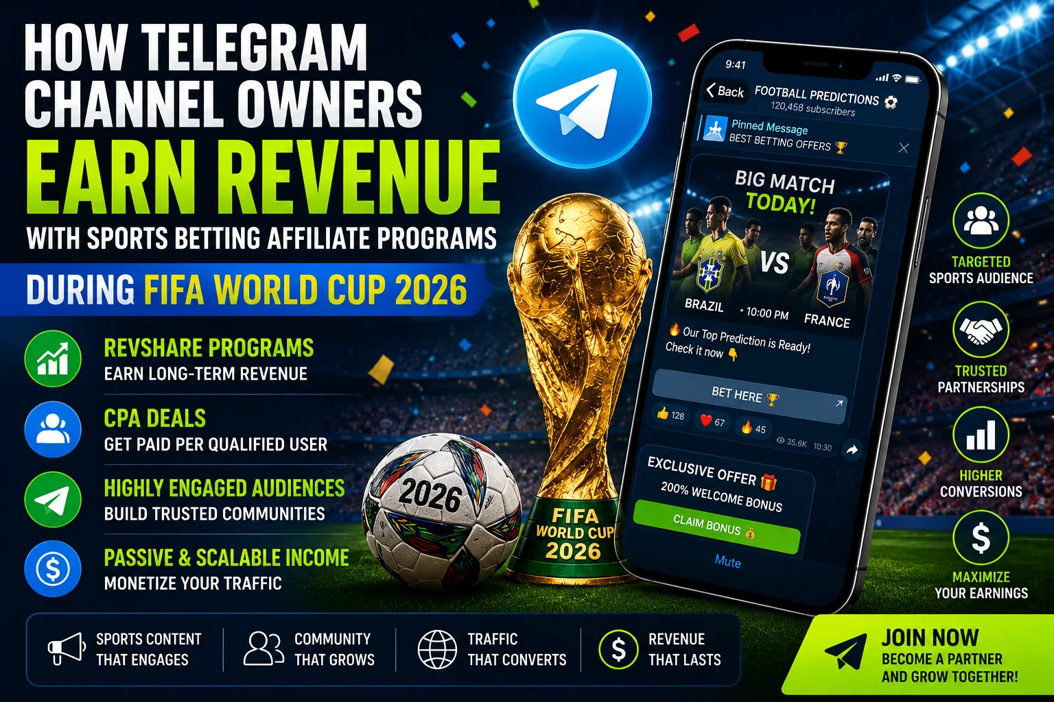 How Telegram Channel Owners Earn Revenue with Sports Betting Affiliate Programs During FIFA World Cup 2026